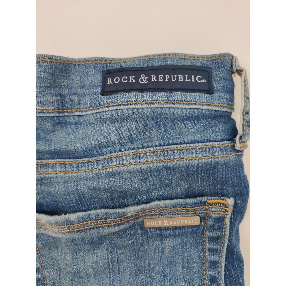 ROCK & REPUBLIC Womens Denim Shorts Size 2 Blue Distressed American Flag - Picture 6 of 12